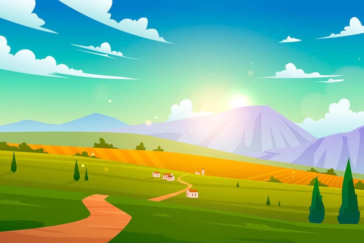Gratis Vector gradiënt plattelandslandschap achtergrond