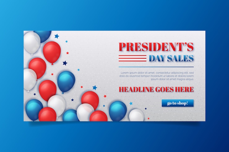 Gratis Vector gradiënt presidenten dag verkoop horizontale banner