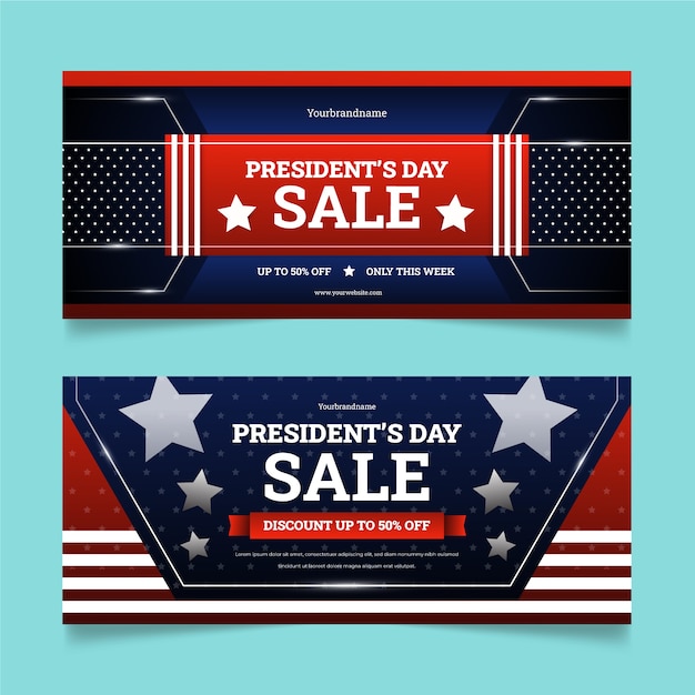 Gradiënt presidenten dag verkoop horizontale banners set