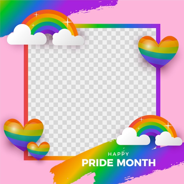 Gradient pride day social media frame-sjabloon