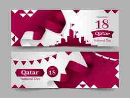 Gratis vector gradiënt qatar nationale dag horizontale banners set