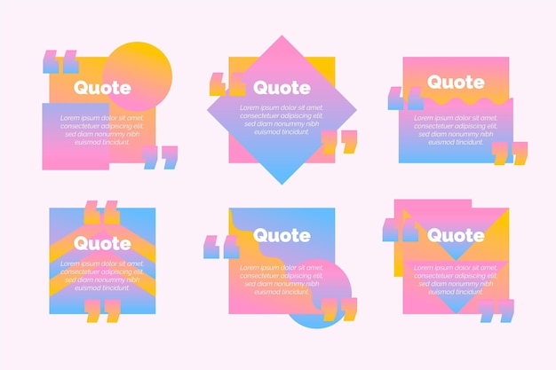 Gratis vector gradient quote box frame-collectie