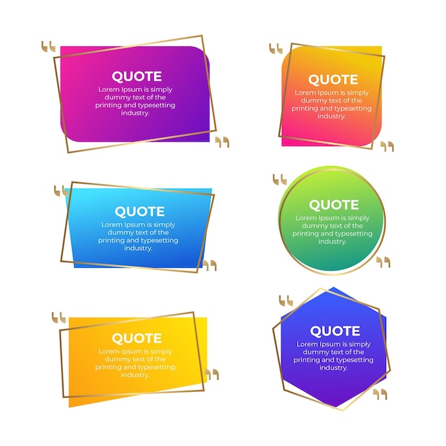 Gratis vector gradient quote box frame-collectie