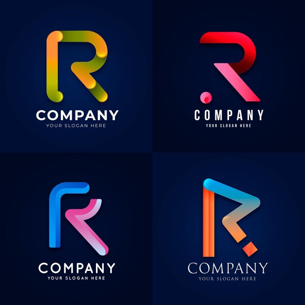 Gradient r logo sjabloonverzameling