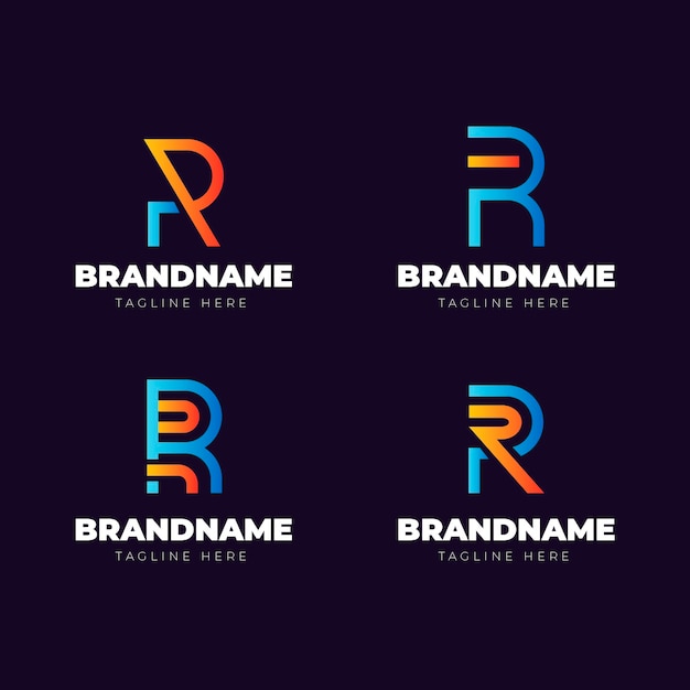 Gratis vector gradient r logo sjabloonverzameling