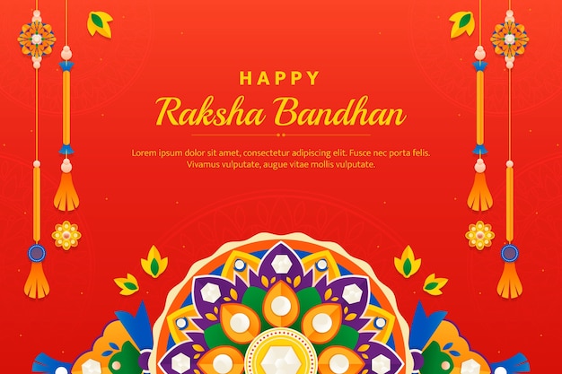 Gratis vector gradiënt raksha bandhan achtergrond met talisman