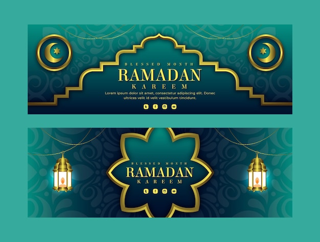 Gradiënt ramadan horizontale banners pack