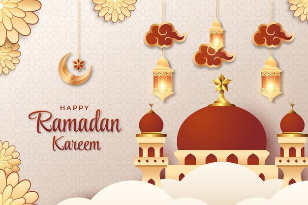 Gratis vector gradiënt ramadan kareem achtergrond