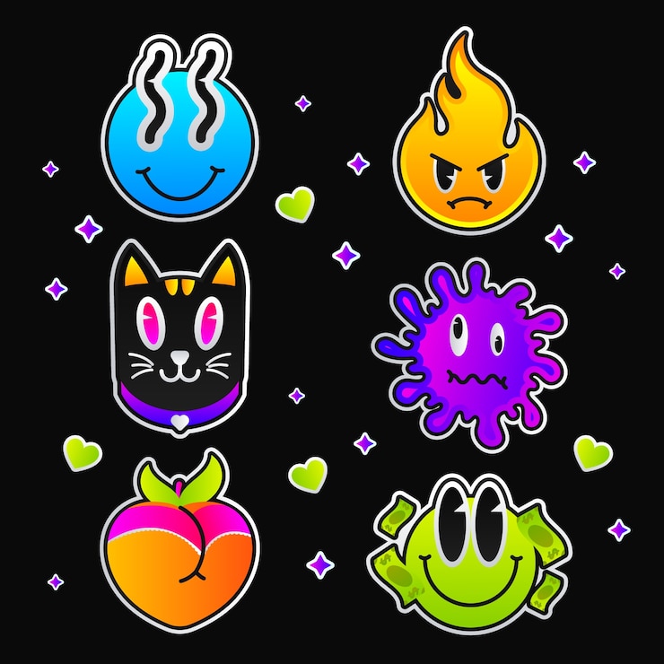 Gratis Vector gradiënt rave sticker sjabloon