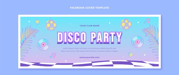 Gradiënt retro vaporwave disco party facebook cover