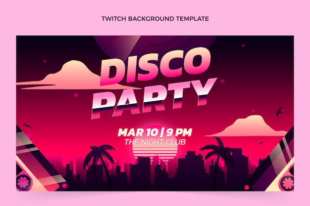 Gradiënt retro vaporwave disco party twitch achtergrond