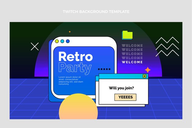 Gradiënt retro vaporwave verjaardag twitch achtergrond