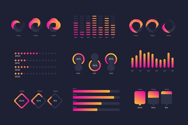 Gradiënt roze en oranje infographic elementen