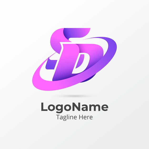 Gratis vector gradiënt sd- of ds-logo