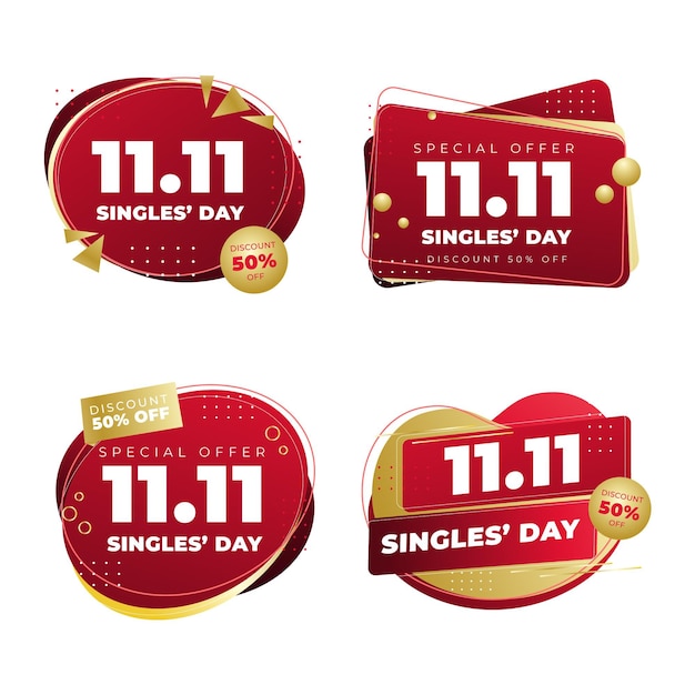 Gradient single's day labels collectie