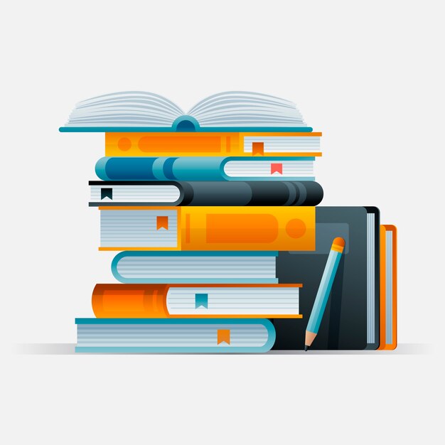 Gradiënt stapel boeken illustratie