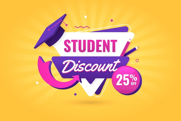 Gratis vector gradiënt studentenkorting label