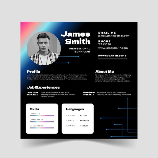 Gratis vector gradient tech reparatie online cv