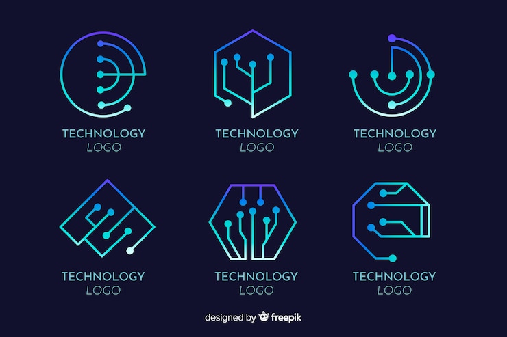 Gratis Vector gradient technologie concept logotype collectie