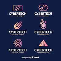 Gratis vector gradient technologie logo sjabloonverzameling