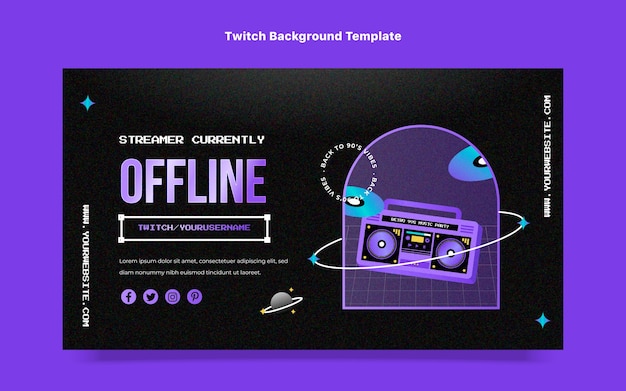 Gratis vector gradiënt textuur jaren 90 feest twitch achtergrond