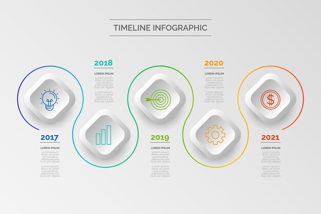 Gradient tijdlijn infographic