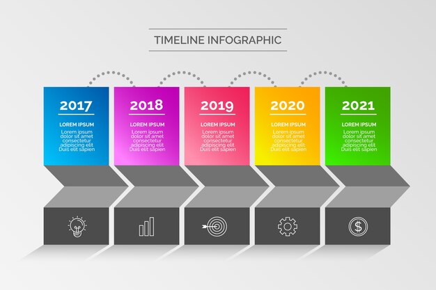 Gradient tijdlijn infographic