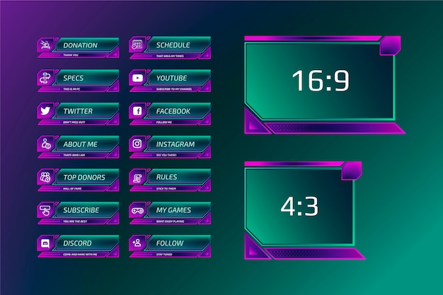 Gratis vector gradiënt twitch panelen set