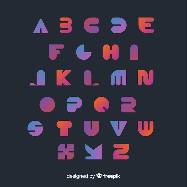 Gradiënt typografie alfabet sjabloon
