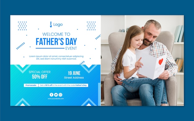 Gradiënt vaders dag social media postsjabloon
