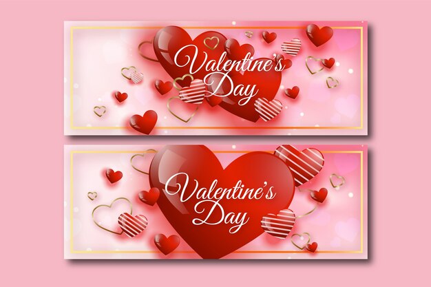 Gradiënt Valentijnsdag verkoop horizontale banners set