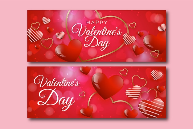 Gratis vector gradiënt valentijnsdag verkoop horizontale banners set