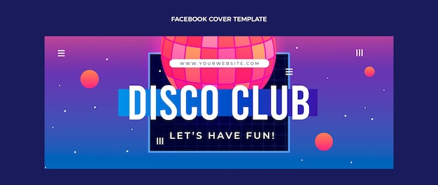 Gradient vaporwave disco party facebook cover