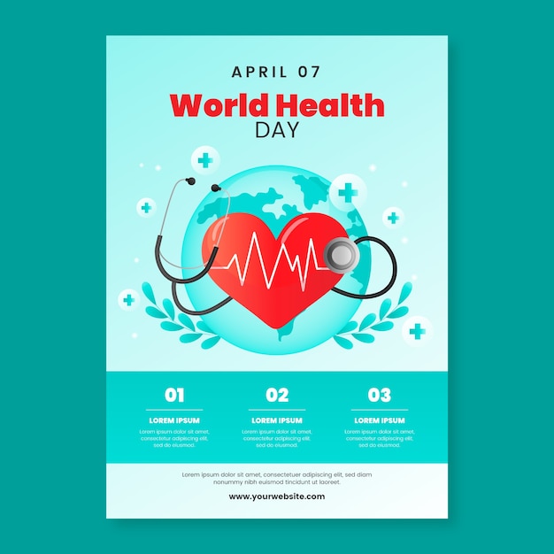 Gradient verticale flyer-sjabloon voor de viering van de wereldgezondheidsdag