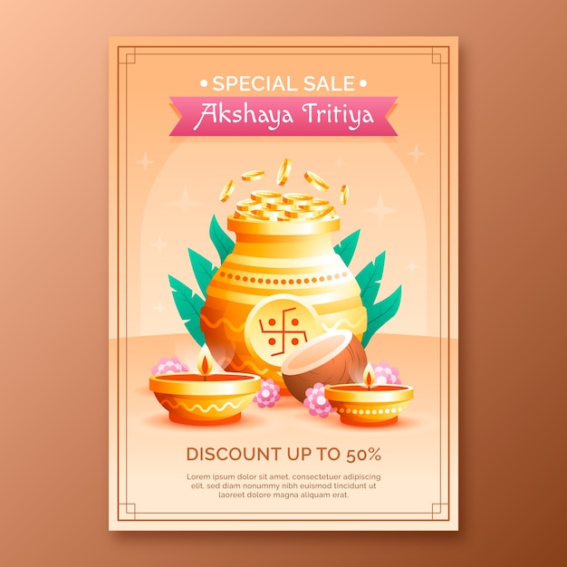 Gratis vector gradient verticale verkoop poster sjabloon voor akshaya tritiya festivalviering