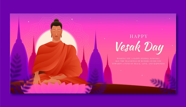 Gradiënt vesak horizontaal banner sjabloon