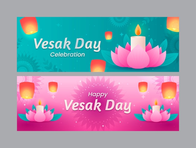 Gradiënt vesak horizontale banners pack