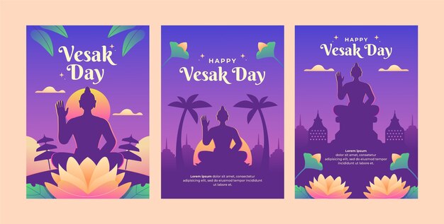 Gratis vector gradiënt vesak wenskaarten collectie