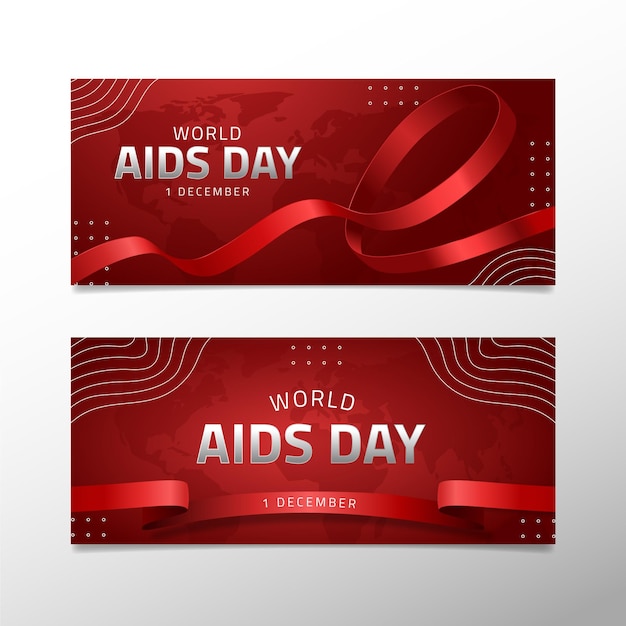 Gradiënt wereld aids dag horizontale banners set