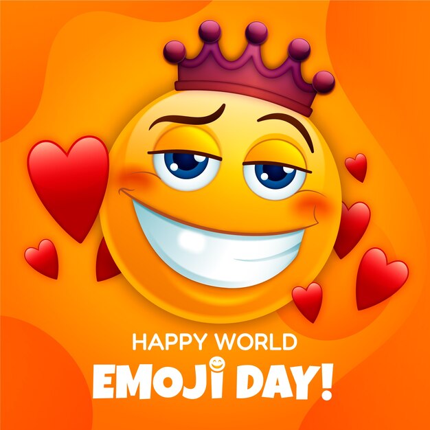 Gradiënt wereld emoji dag illustratie met emoticons