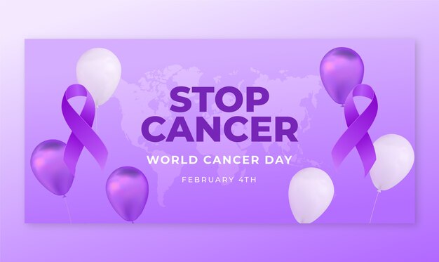 Gradiënt wereld kanker dag horizontale banner