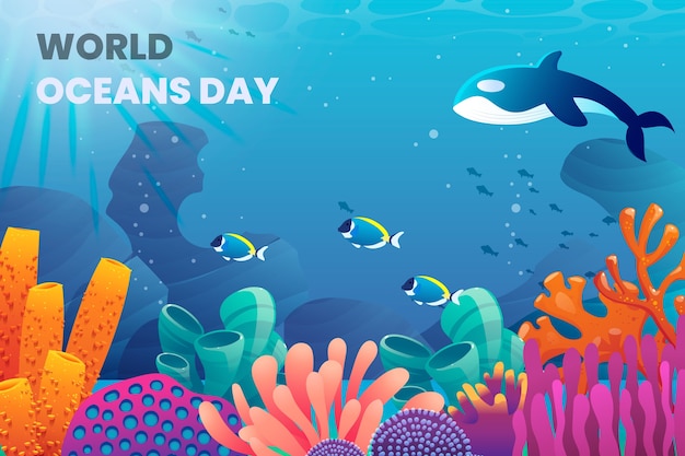 Gratis vector gradiënt wereld oceanen dag achtergrond