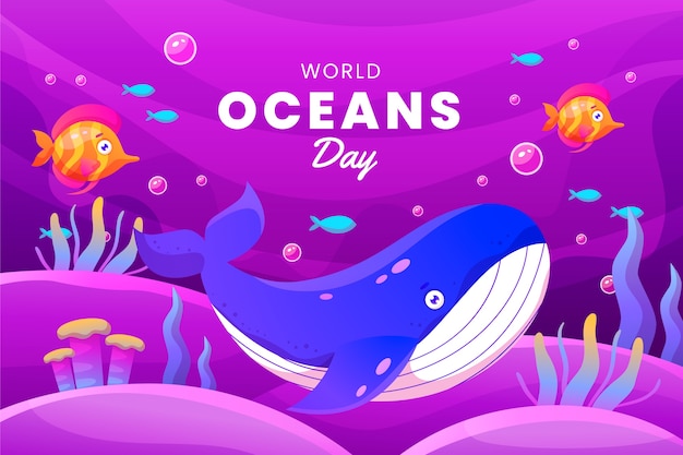 Gratis vector gradiënt wereld oceanen dag achtergrond