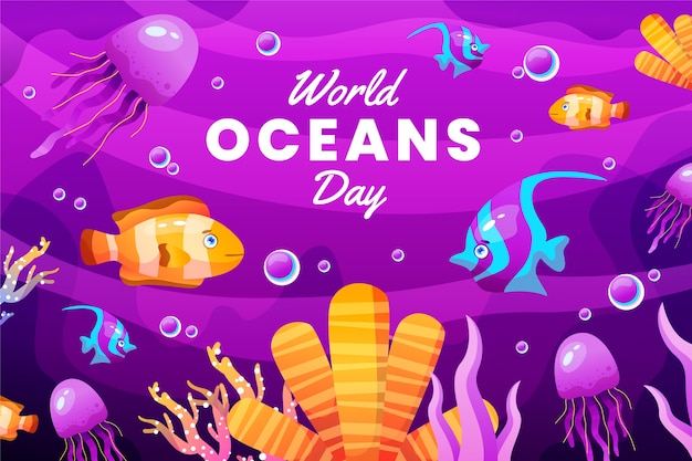 Gradiënt wereld oceanen dag achtergrond