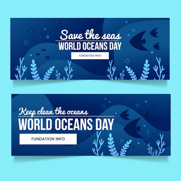 Gradient wereld oceanen dag banners instellen