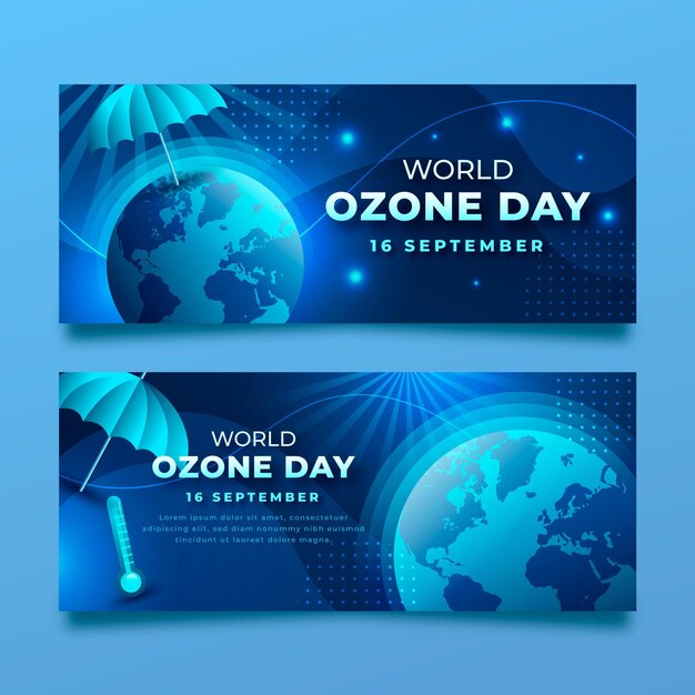 Gradiënt wereld ozon dag horizontale banners set