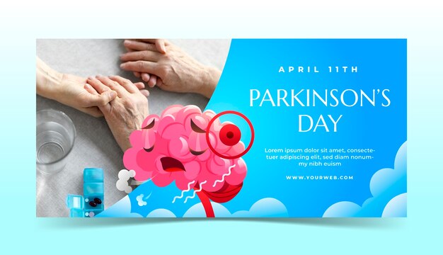 Gratis vector gradient wereld parkinson ziekte dag banner sjabloon