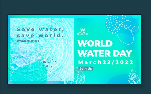 Gratis vector gradiënt wereld water dag social media promo sjabloon