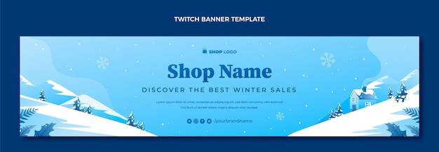 Gratis vector gradiënt winter twitch banner