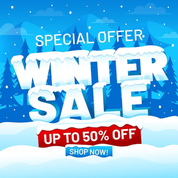 Gratis vector gradiënt winter verkoop illustratie en banner